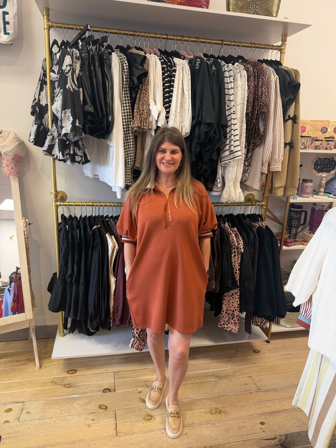 Clay Bubble Sleeve Dress