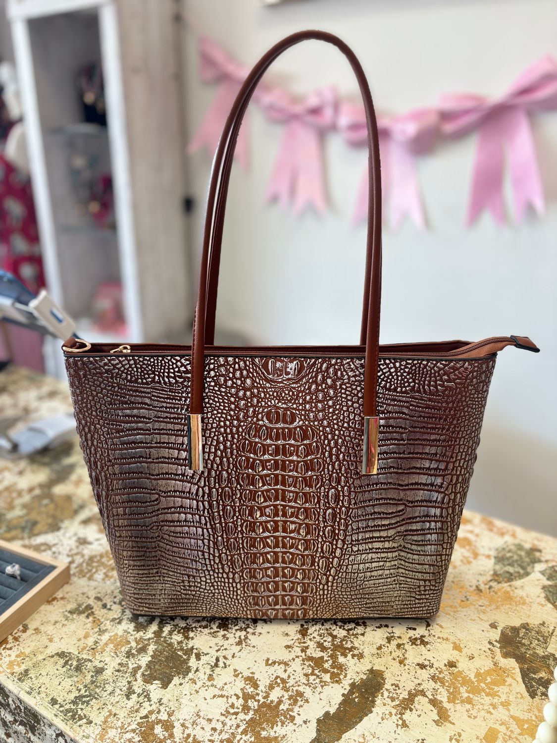Brown Skin Large Purse