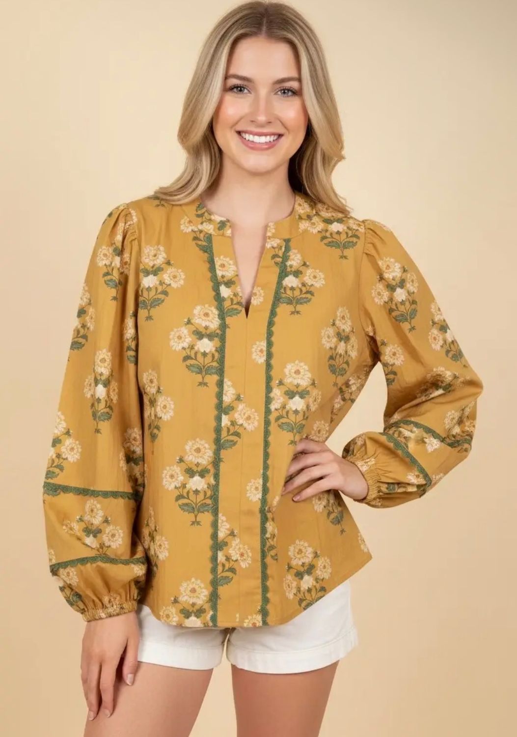 Mustard Floral Top