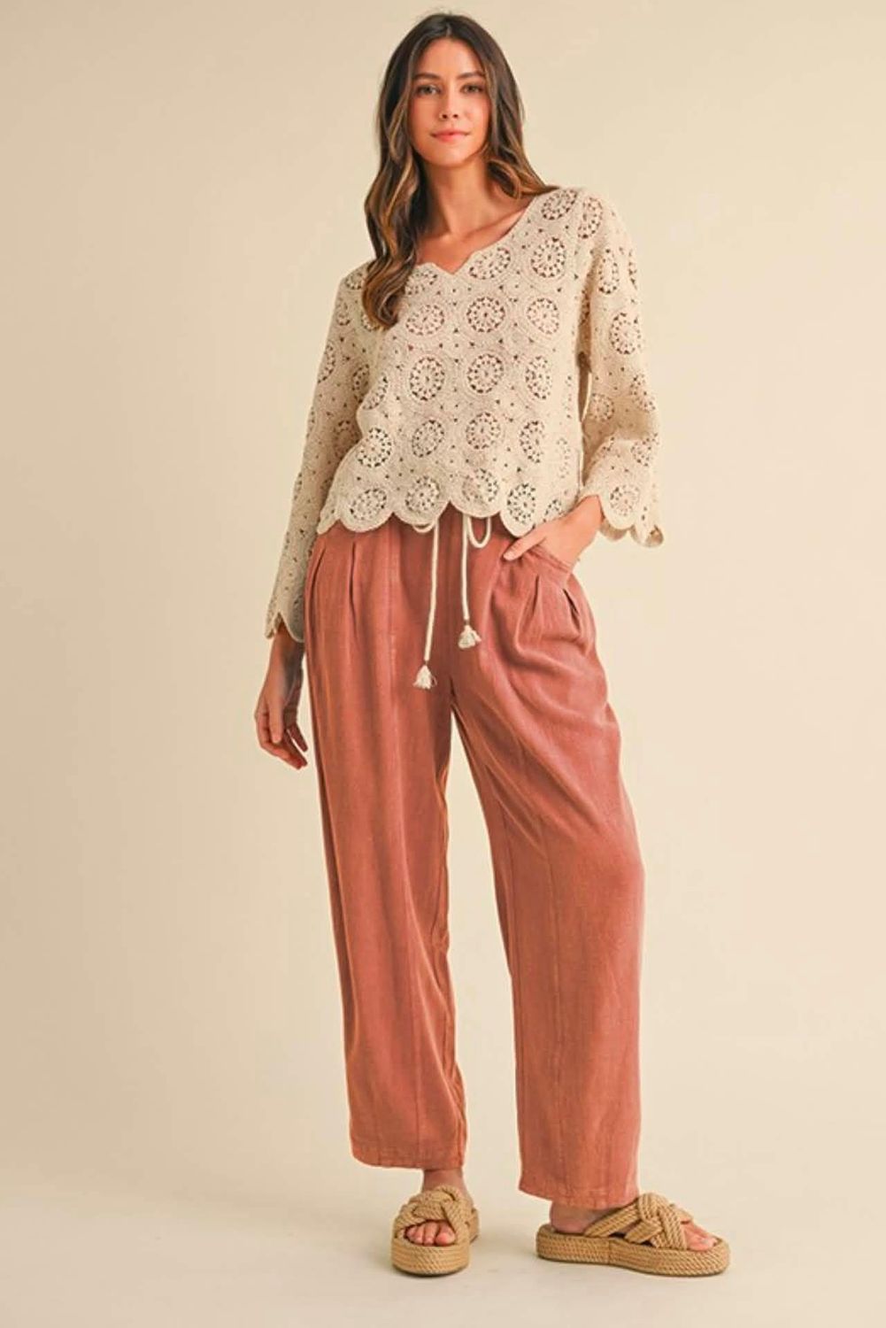 Clay Pleated Linen Pants