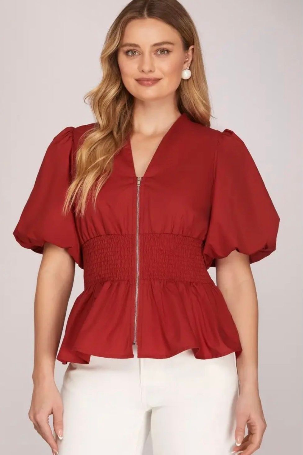 Garnet Puff Sleeve Blouse