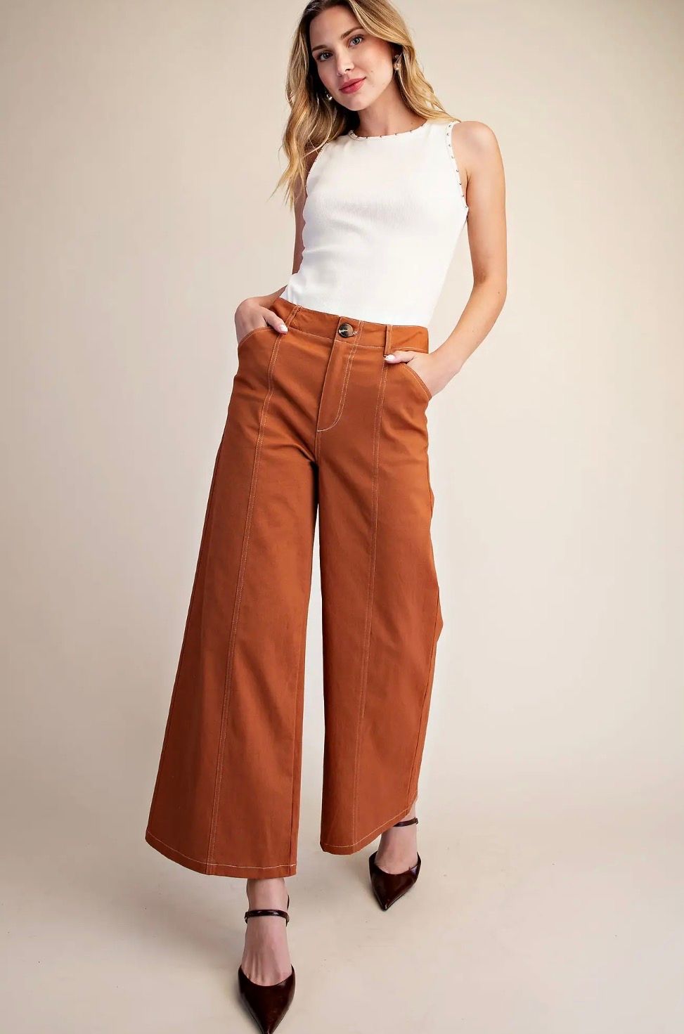 Camel High Rise Pants