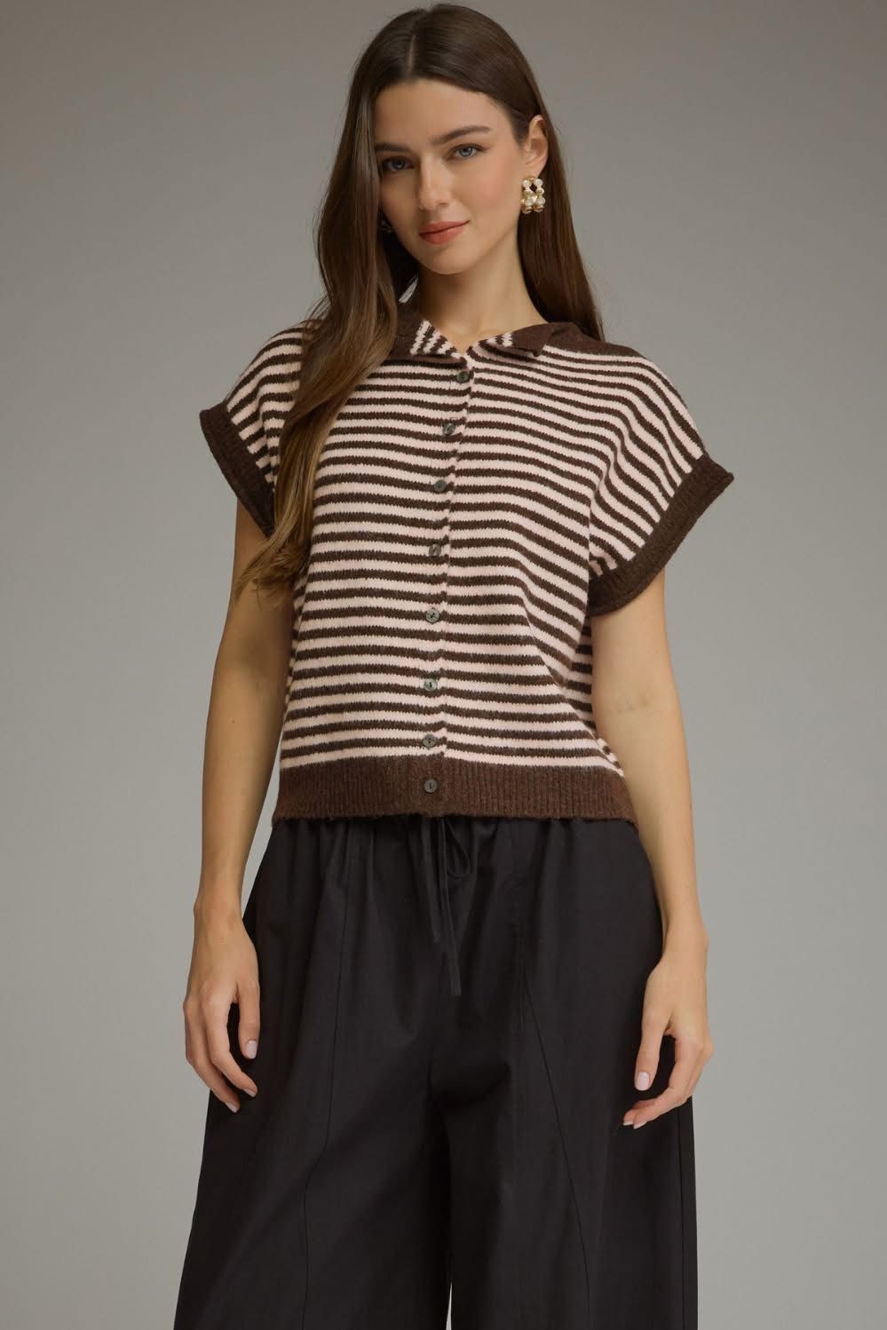 Brown/ Pink Striped Sweater