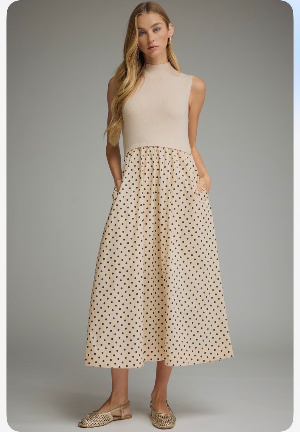 Black Polka Dot Midi Dress