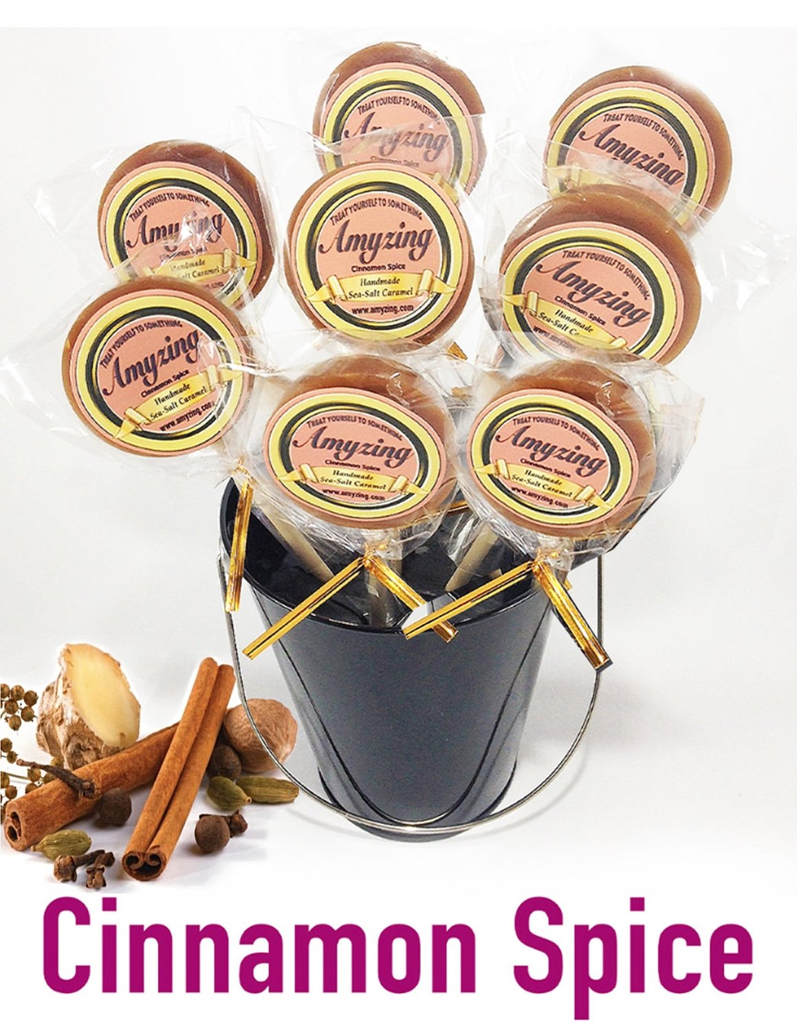 Amyzing Cinnamon-Spice Caramel Pops  (10, one-ounce pops)