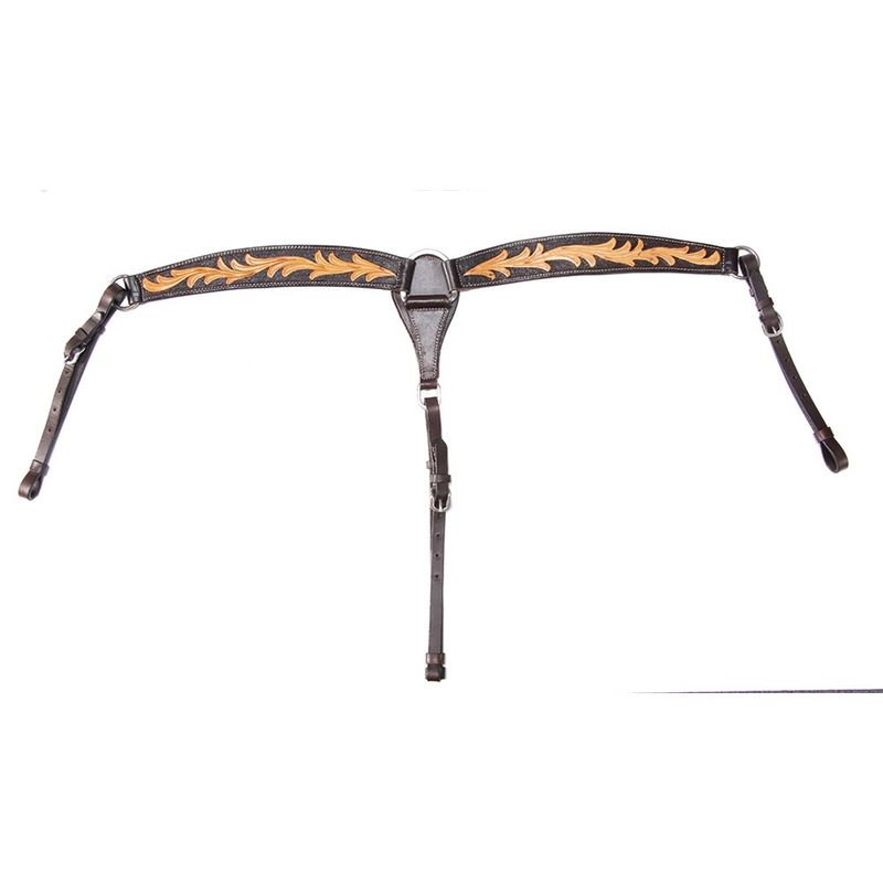 Fort Worth tooled leaf breastcollar - two tone