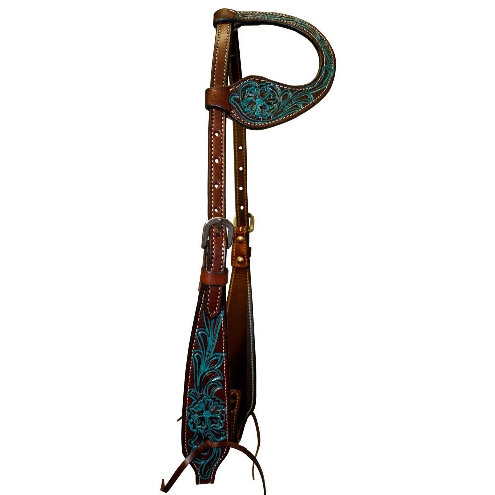 Fort Worth Turquoise One Ear Flower Headstall