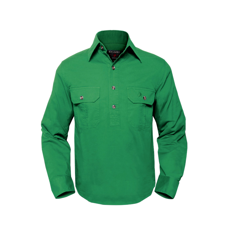 Green half button shirt