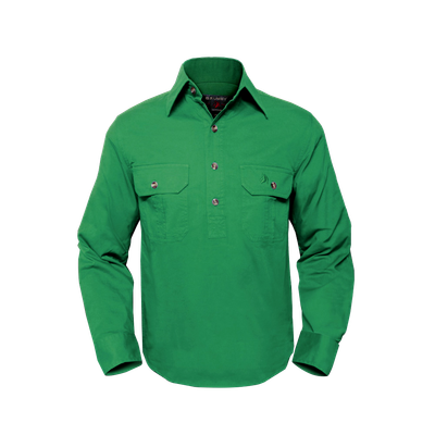 Green half button shirt