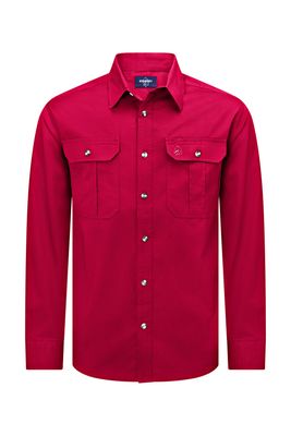 Red work shirt full button