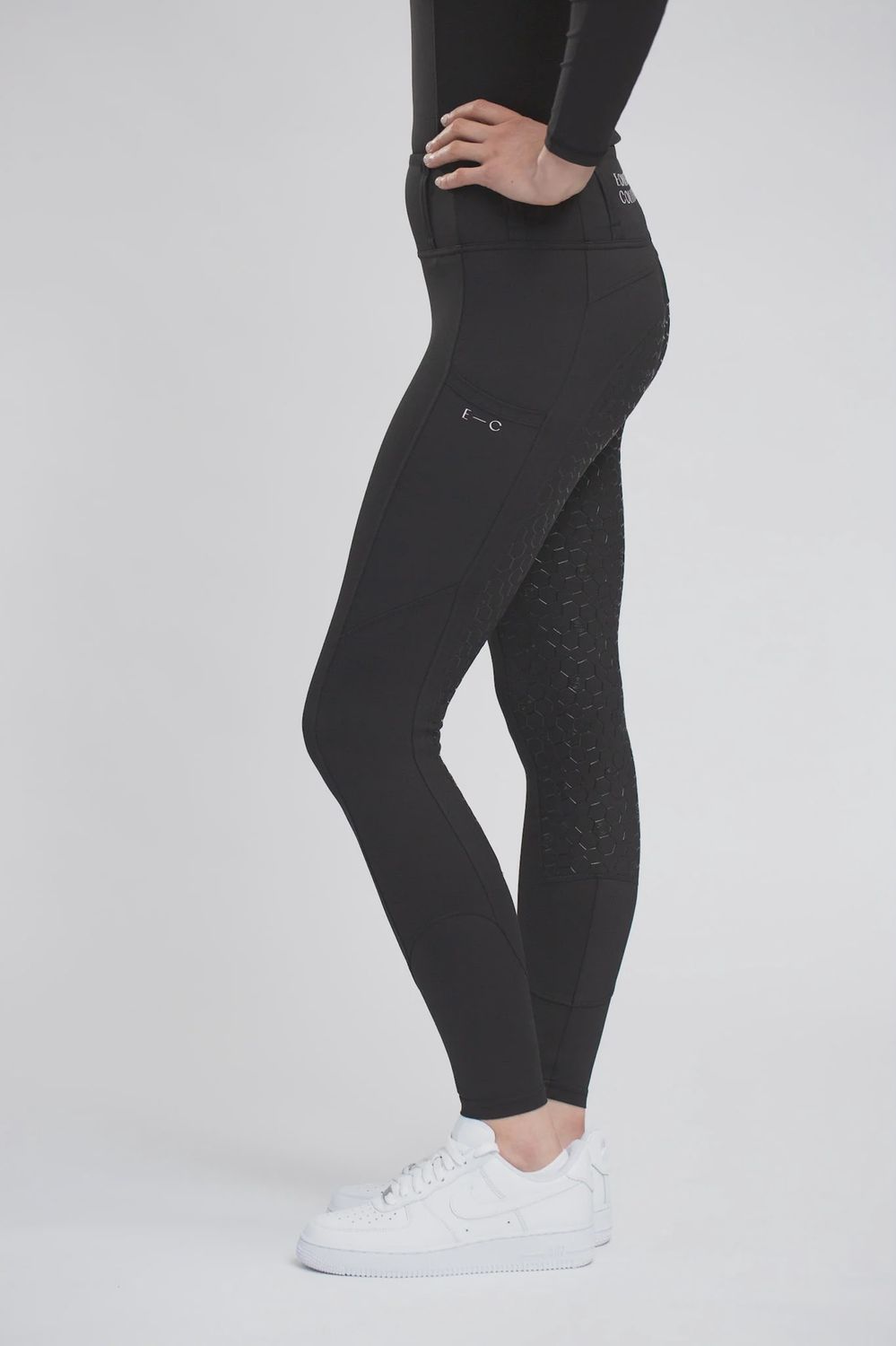 Equestrian Collective Honeycomb Technical Tights - Black, Size: XXL, Colour: Black