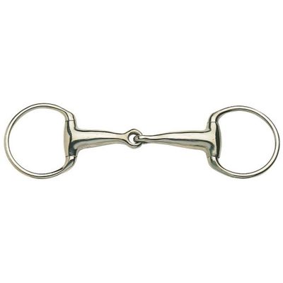 Eggbutt snaffle bit with thick mouth and round rings