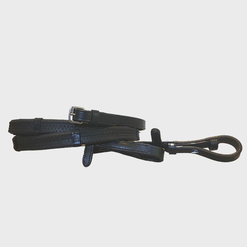 Lumiere Leather &amp; Rubber Grip Reins (Flat) - Black