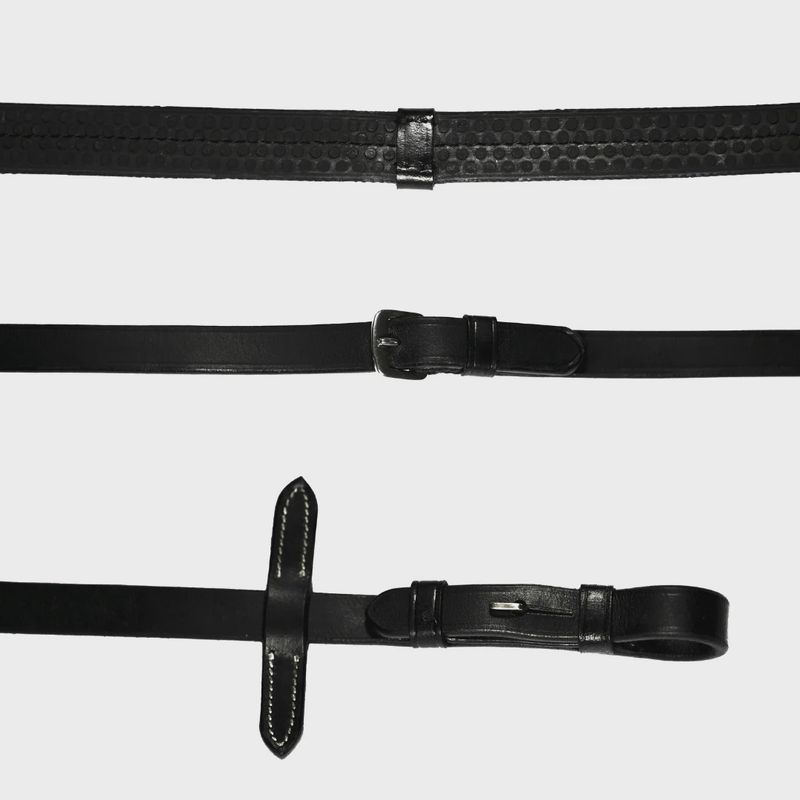 Lumiere Leather &amp; Rubber Grip Reins (Flat) - Black