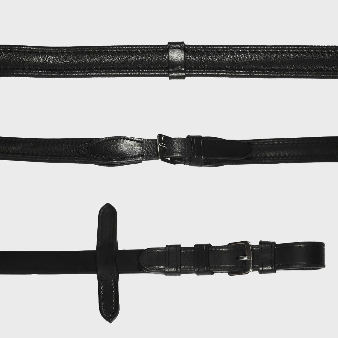 Lumiere padded nappa leather reins (flat) - black
