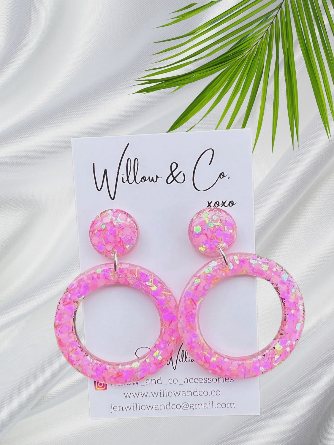 Willow and Co. pink sprinkle hoop earrings