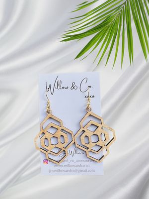 Willow and Co. large hook wooden dangle earrings