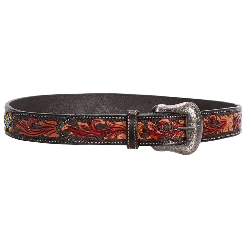 Fort Worth Aztec Beaded Tooled Belt