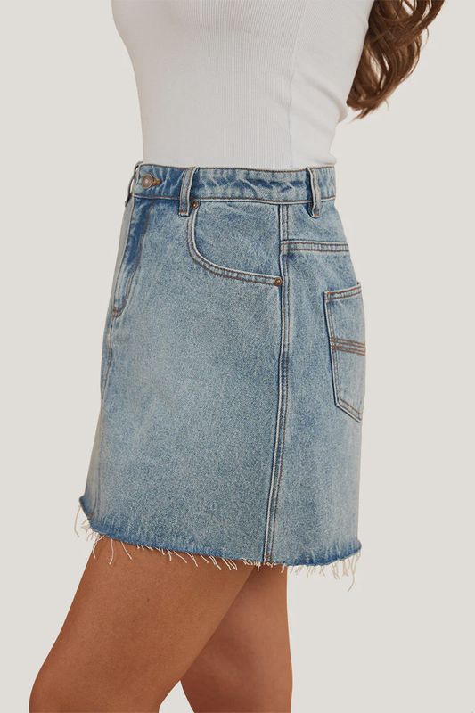 Venice Womens Denim Skirt - Light wash blue