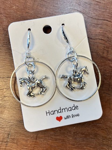 Earrings by Tina - Silver ponies in a circle