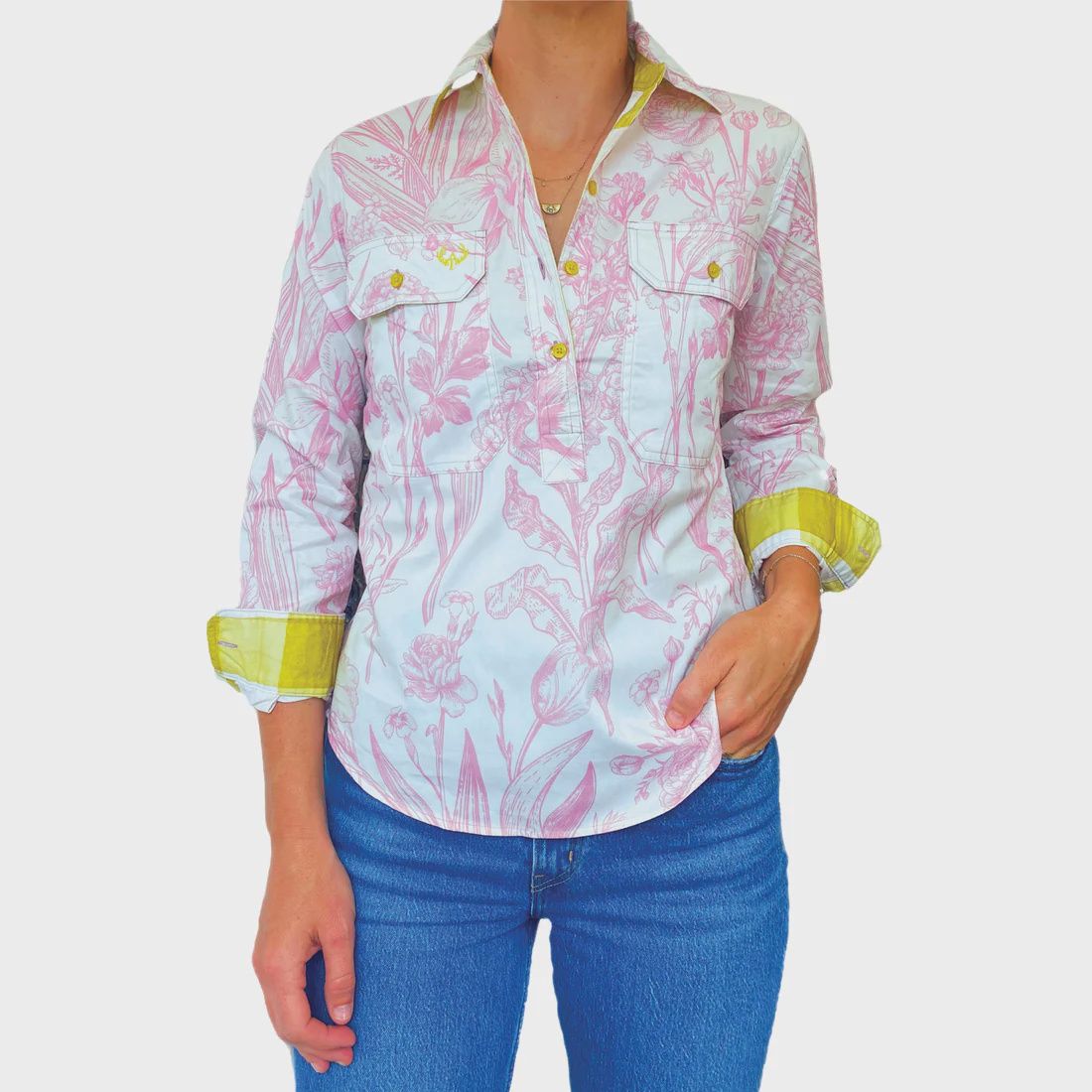 Antola Trading - Jillian Half Button Shirt, Size: 6