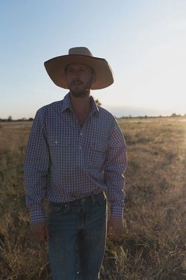 Black Colt - Mens half button shirt in red and blue check
