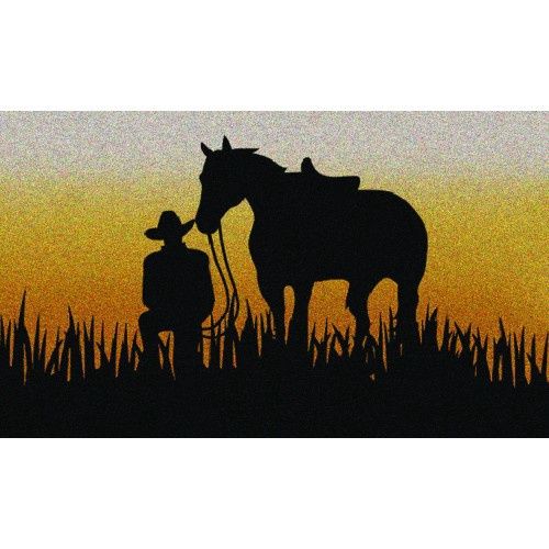 Sundown cowboy door mat