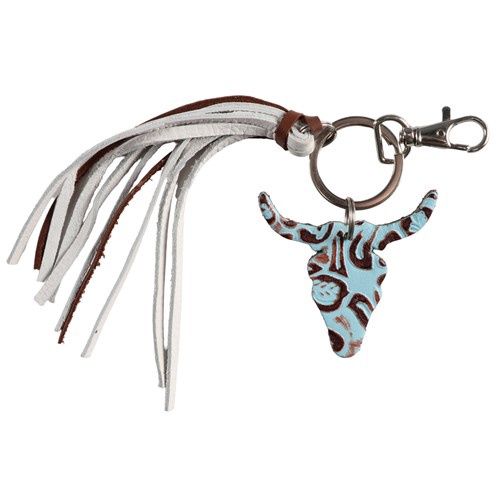 Fort Worth Long Horn tassel keyring, Colour: Turquoise/Brown