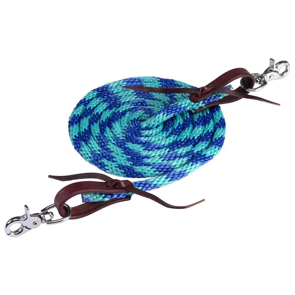 Poly Roper Rein w/Snap Ends 1/2&quot; x 8&#39;, Colour: Blue/Turquoise