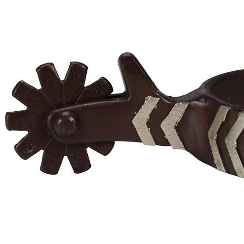 Fort Worth Black Steel Spurs w/Arrow Pattern German Silver