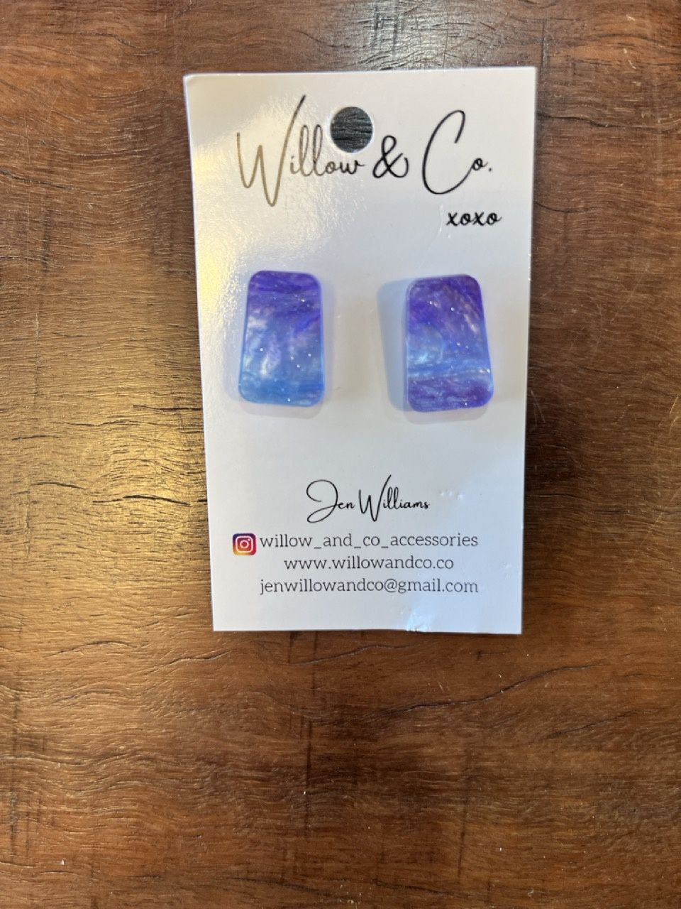 Willow &amp; Co  Oblong Studs Galaxy Shimmer