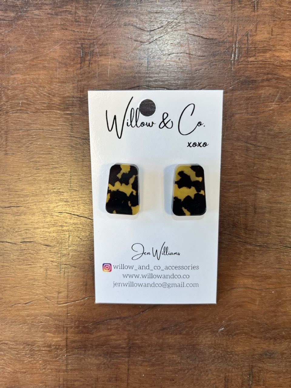 Willow &amp; Co Oblong Stud Tortoise Shell