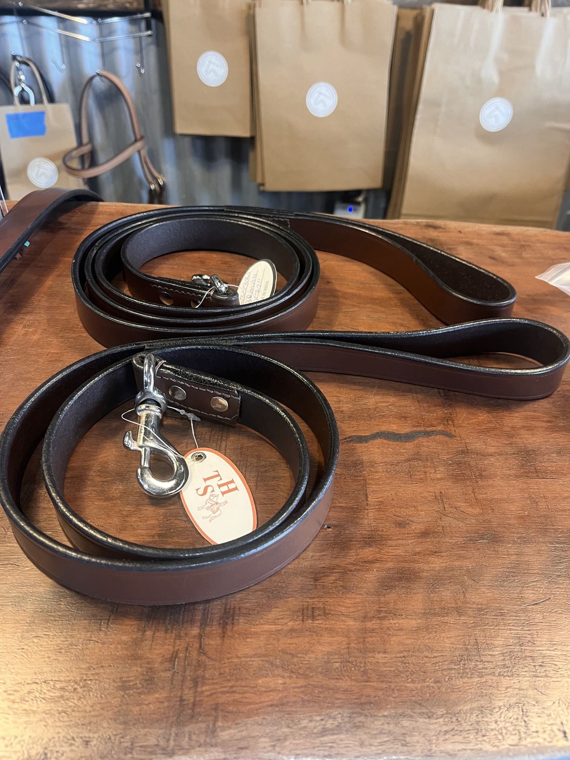 Dog Lead Leather Brown