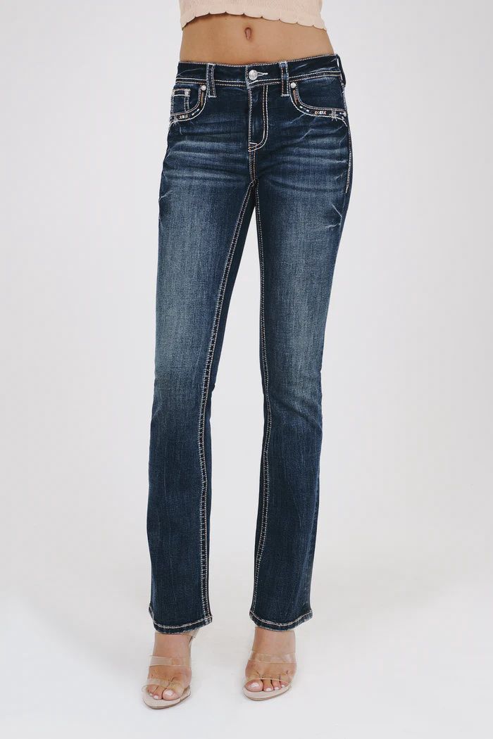 Grace in LA Aztec/Steer head mid rise jeans