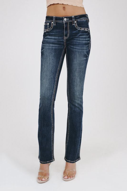 Grace in LA Aztec/Steer head mid rise jeans