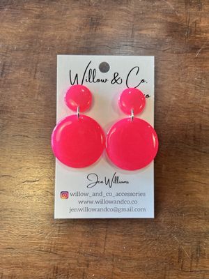 Willow &amp; Co Midi Dangles - Hot Pink Pop