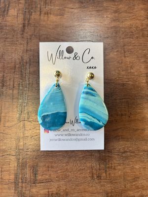 Willow &amp; Co Large Clay Teadrop Dangle Aqua
