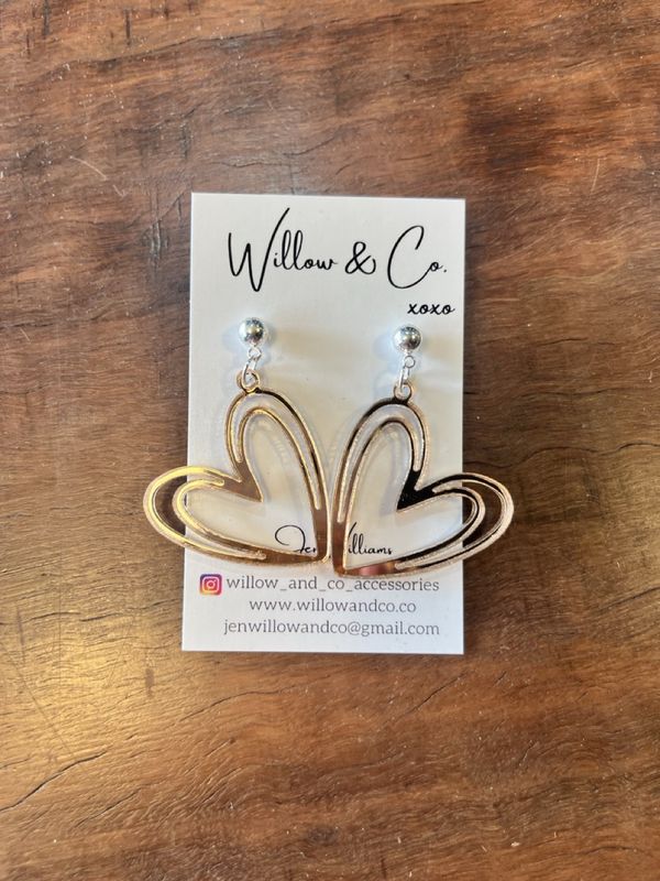 Willow &amp; Co Midi Heart Frame Dangle - Rose Gold