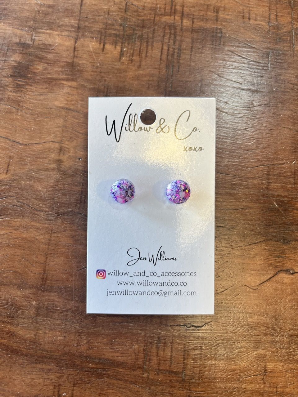 Willow &amp; Co Mini Studs - Pink Purple