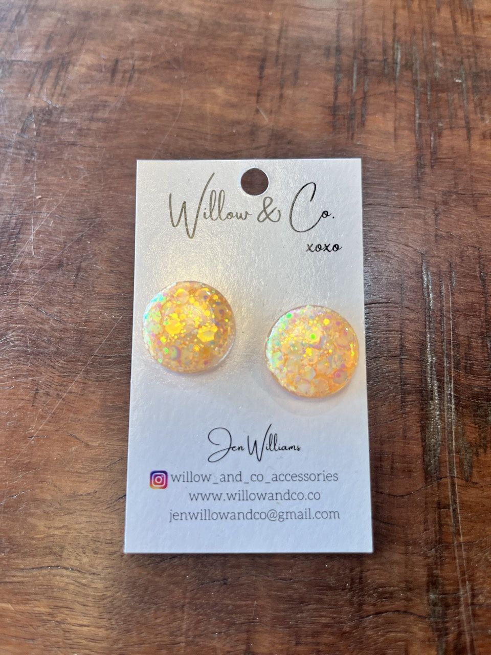 Willow &amp; Co 2cm Studs - Tangerine