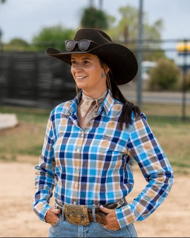 Black Colt Ladies Jane shirt - blue &amp; navy check