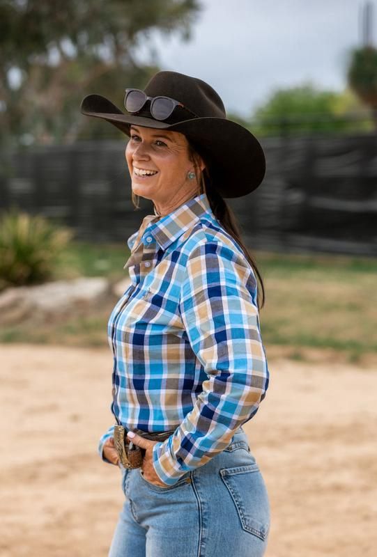 Black Colt Ladies Jane shirt - blue &amp; navy check