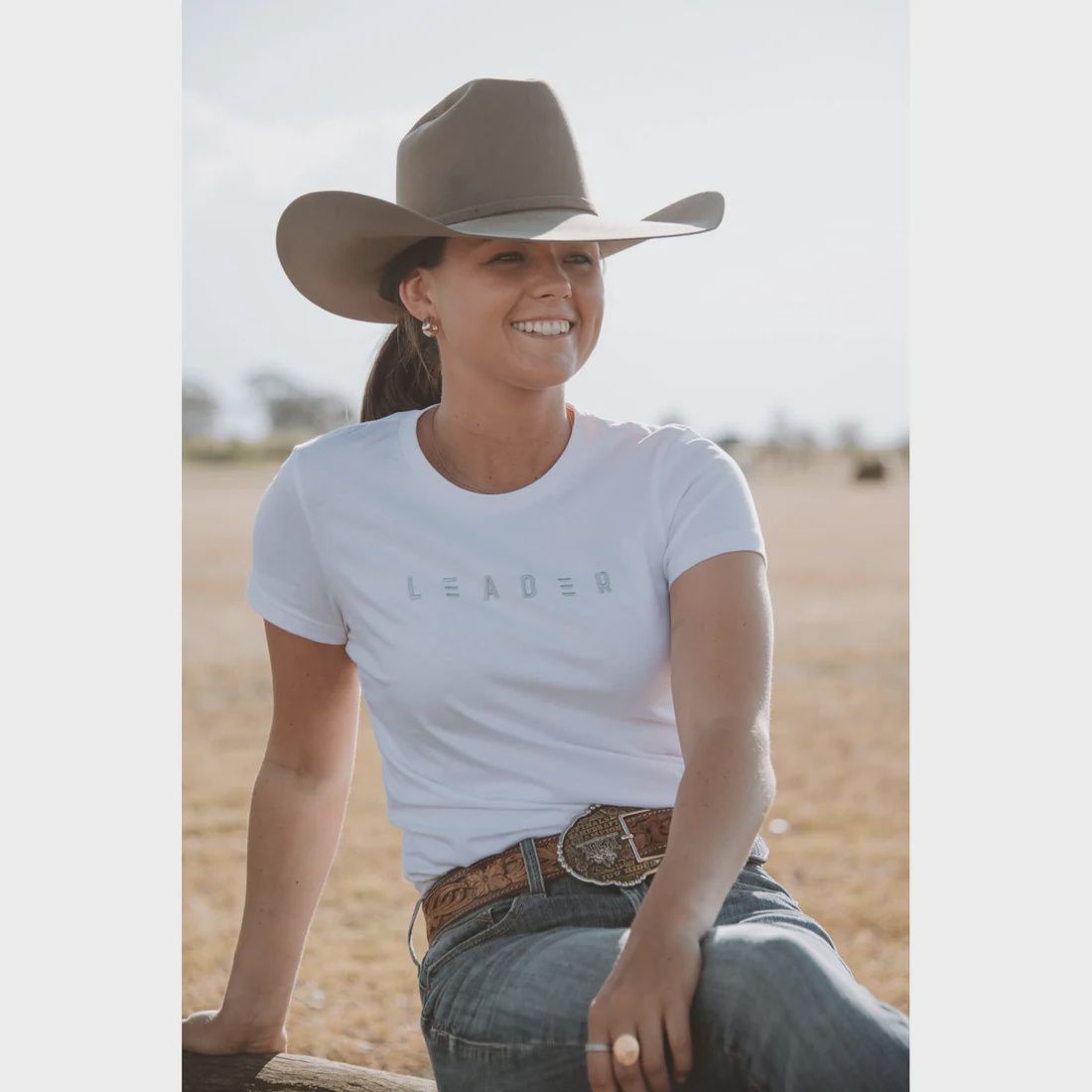 Leader Denim Co. Classic Cotton Chest Logo Tee - white