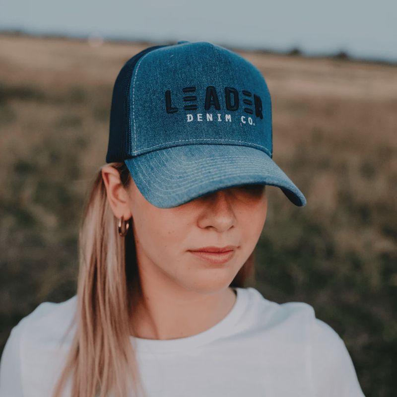 Leader Denim Co. Denim Trucker Cap - Navy