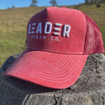 Leader Denim Co. Chino Trucker Cap - Red