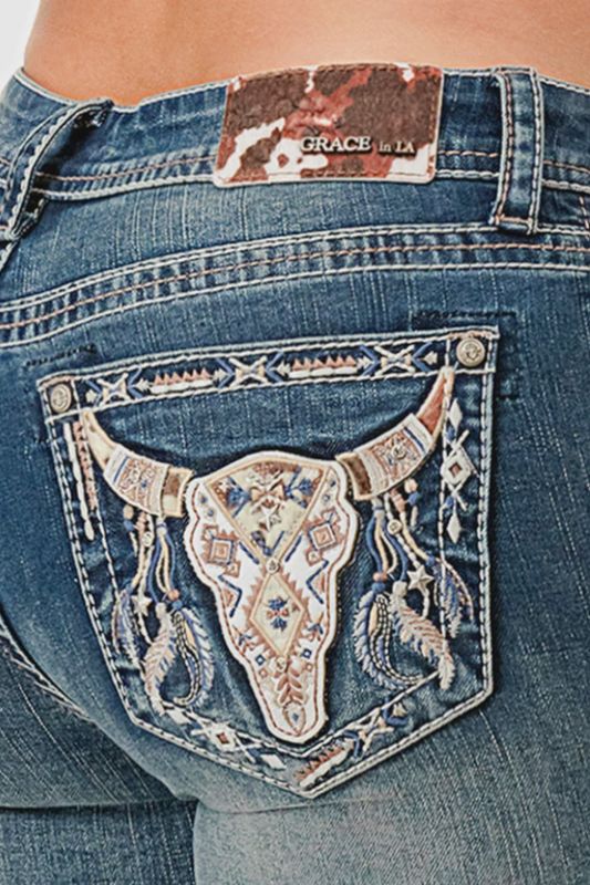Grace In LA - Steer head tribal jeans