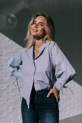 White Poetry Blue Pinstripe Shirt