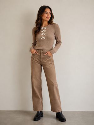 White Poetry Mahiki long sleeve cotton knit - latte