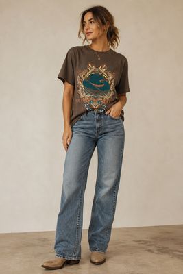 Cowgirl Cartel - applique jewellery tee in mocha