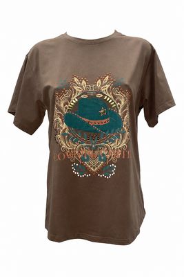 Cowgirl Cartel - applique jewellery tee in mocha